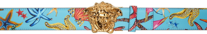 Photo: Versace Reversible Blue & Multicolor Trésor De La Mer 'La Medusa' Belt