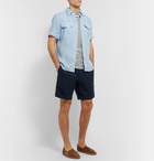 Brioni - Pleated Linen and Cotton-Blend Twill Bermuda Shorts - Blue