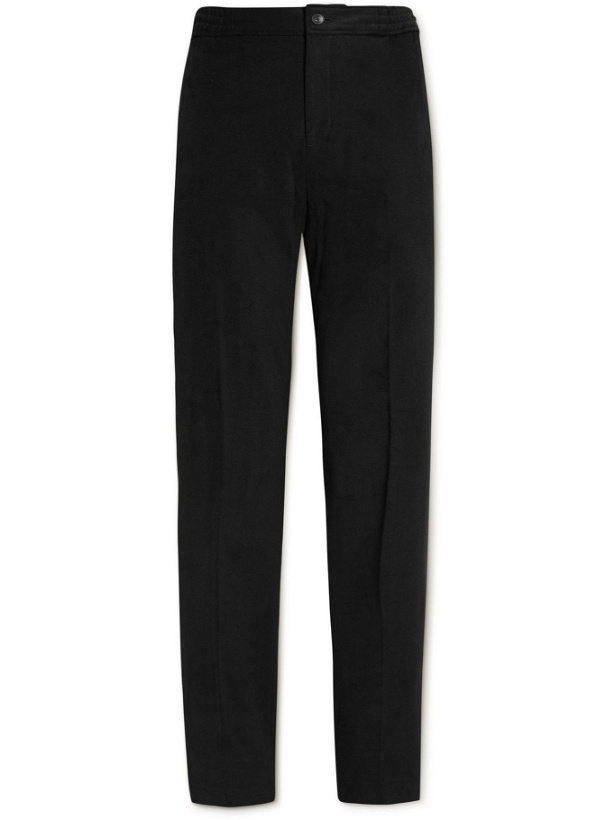 Photo: Mr P. - Pleated Stretch Cotton and Cashmere-Blend Moleskin Trousers - Black