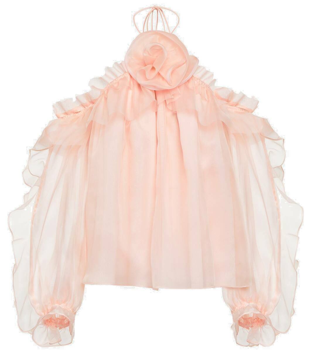 Carolina Herrera Floral-appliqué silk blouse Carolina Herrera