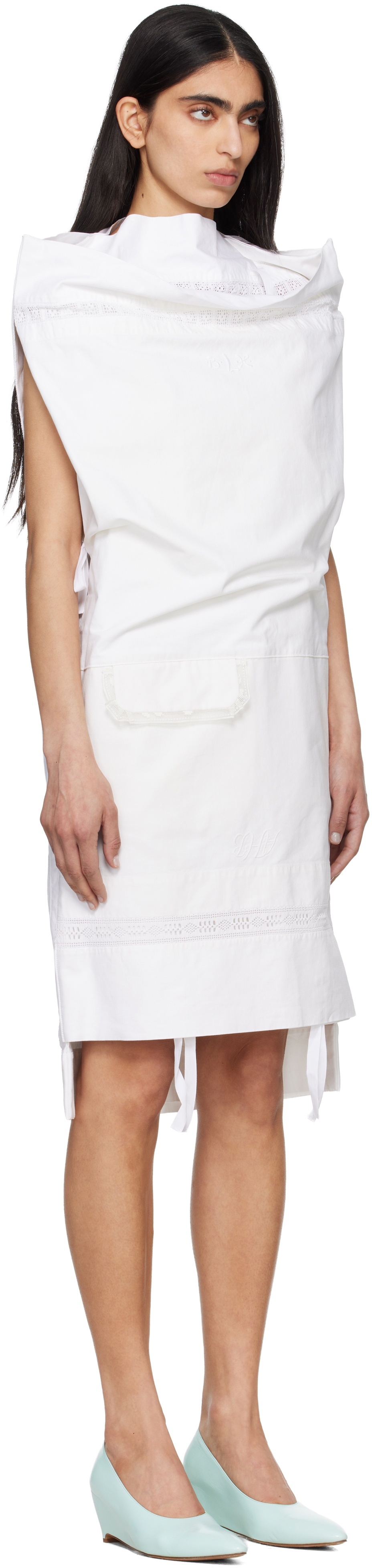 HODAKOVA White Open Pillow Case Midi Dress