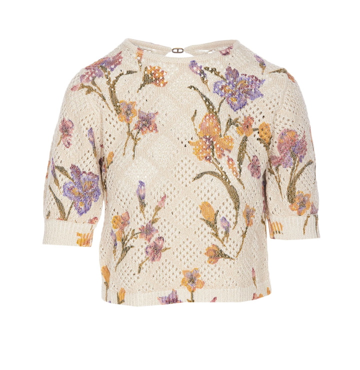 Photo: TwinSet Knitted T-shirt Floreal Print