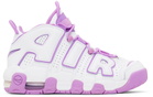 Nike Kids White & Purple Air More Uptempo Big Kids Sneakers