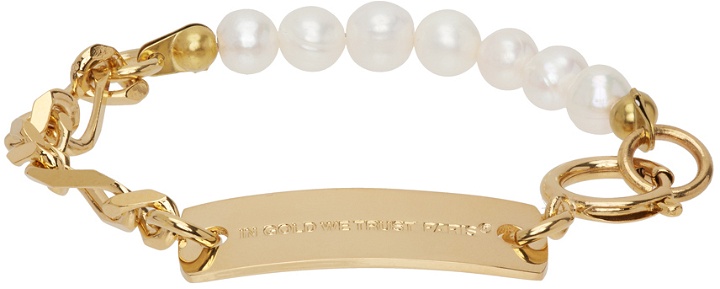 Photo: IN GOLD WE TRUST PARIS Gold Thin Figaro Chain Pearl Bracelet