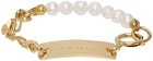 IN GOLD WE TRUST PARIS Gold Thin Figaro Chain Pearl Bracelet