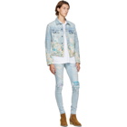 Amiri Blue Denim Floral Leaf Trucker Jacket