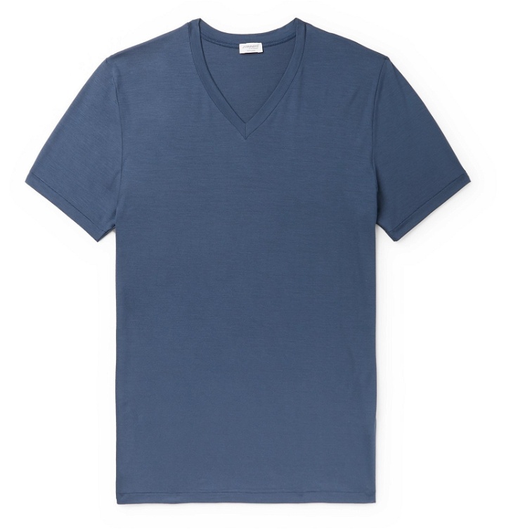 Photo: Zimmerli - Slim-Fit Micro Modal-Blend T-Shirt - Blue