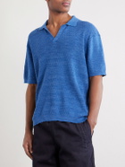 3sixteen - Knitted Cotton Polo Shirt - Blue