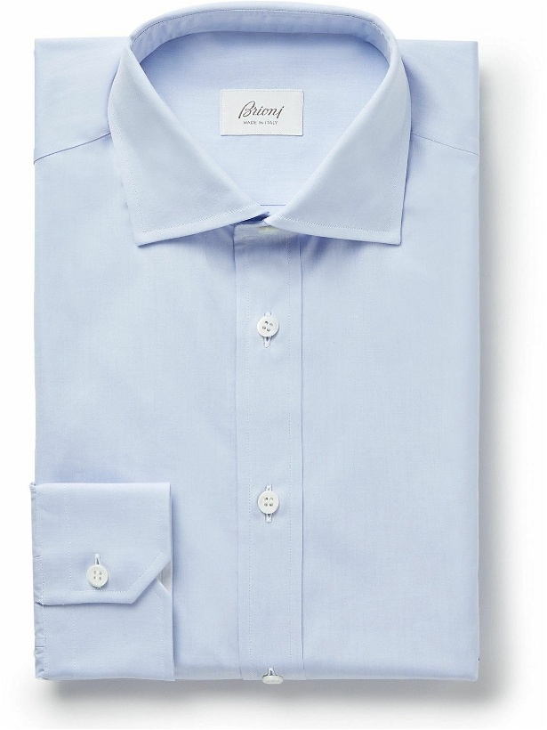 Photo: Brioni - Cutaway-Collar Cotton Oxford Shirt - Blue