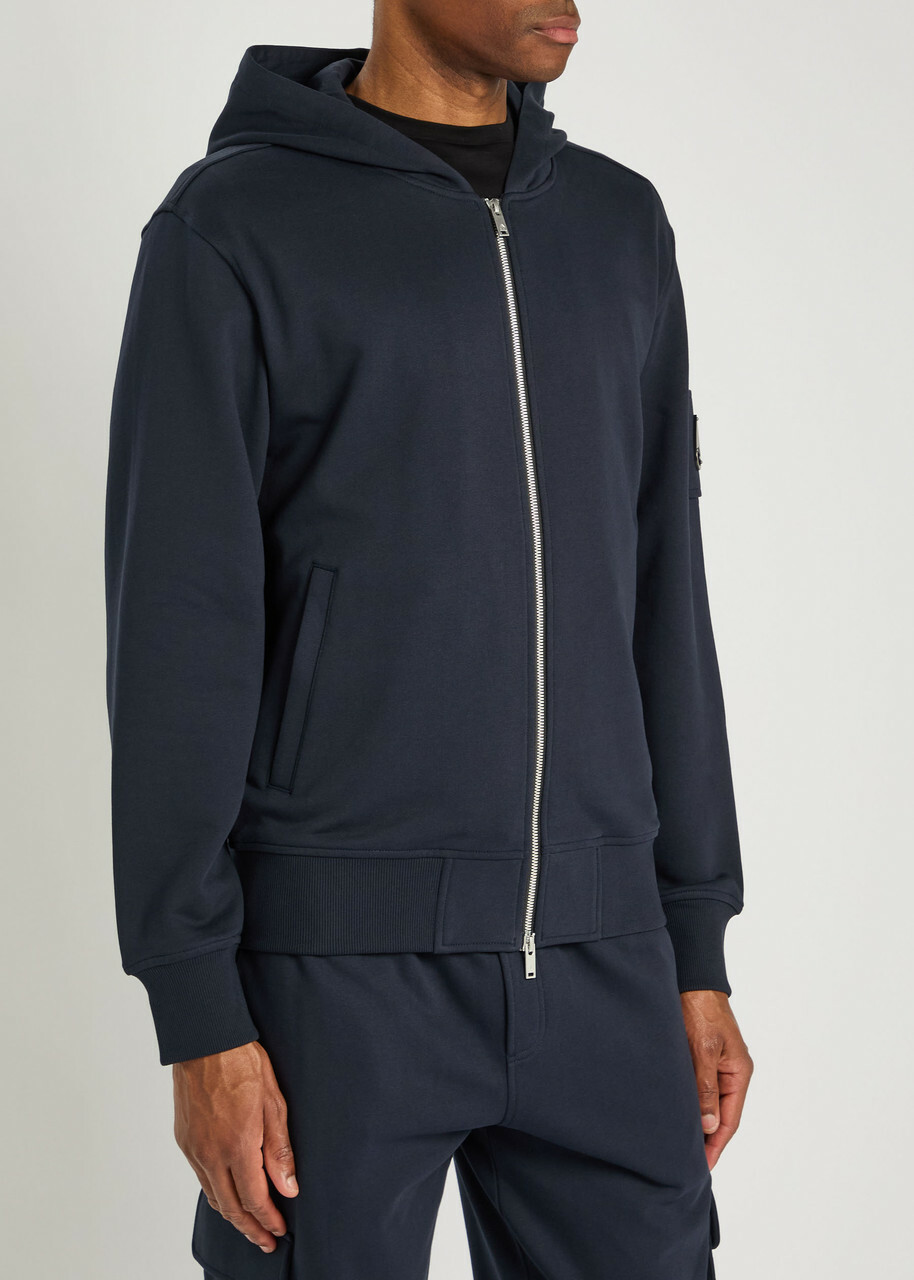 Moose Knuckles Hartsfield Zip-up Cotton Hooded Sweatshirt Navy