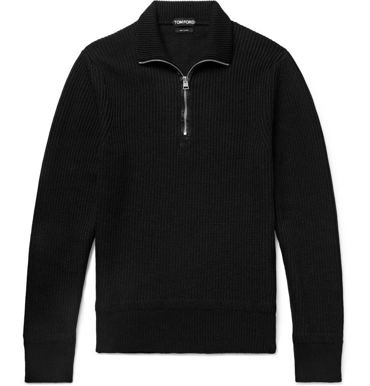 TOM FORD - Slim-Fit Ribbed Merino Wool and Cashmere-Blend Half-Zip ...