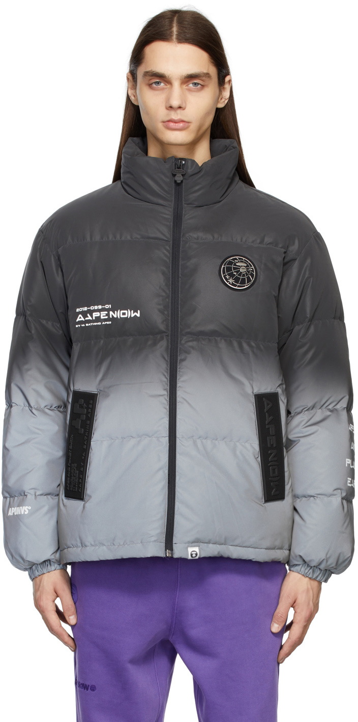 AAPE by A Bathing Ape Grey Down Reflective Gradient Jacket AAPE by