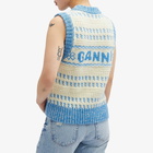 GANNI Women's Graphic Lambswool O-Neck Vest in Strong Blue