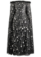 Needle & Thread Shooting Stars Embellished Tulle Cape Gown Gunmetal