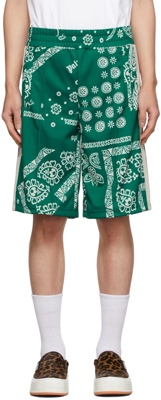 Photo: Palm Angels Green Bandana Track Shorts