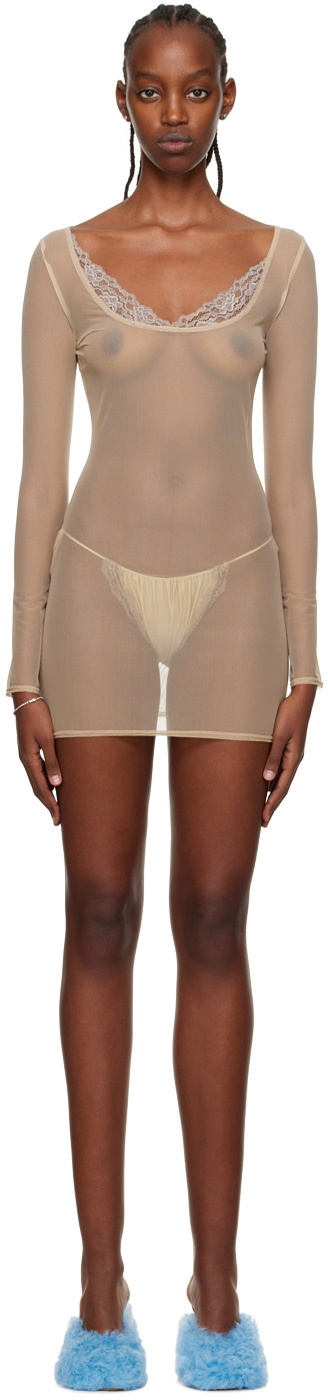 VAILLANT SSENSE Exclusive Tan Sheer Minidress