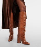 Paris Texas Anja croc-effect leather knee-high boots