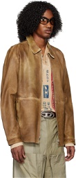 Diesel Brown L-Clime Leather Jacket