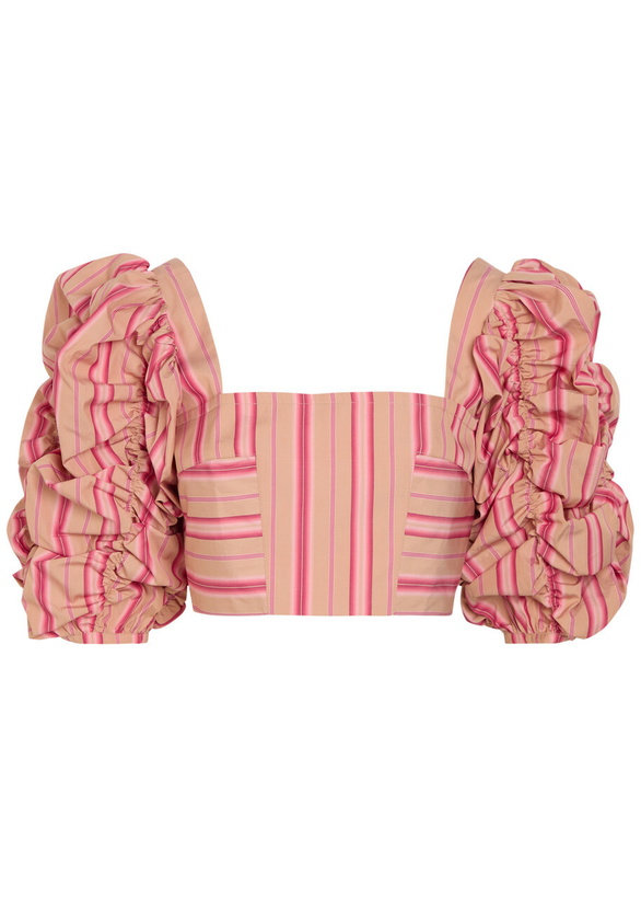 Photo: Thierry Colson Misia Striped Puff Sleeve Cotton top Pink