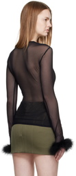 Mugler Black Marabou Mesh T-shirt