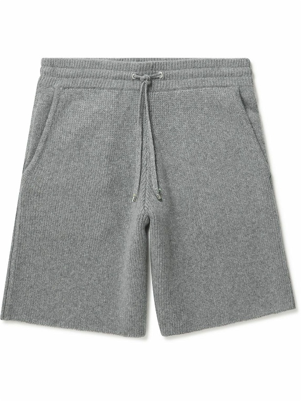 Photo: FRAME - Wide-Leg Ribbed Cashmere Drawstring Shorts - Gray