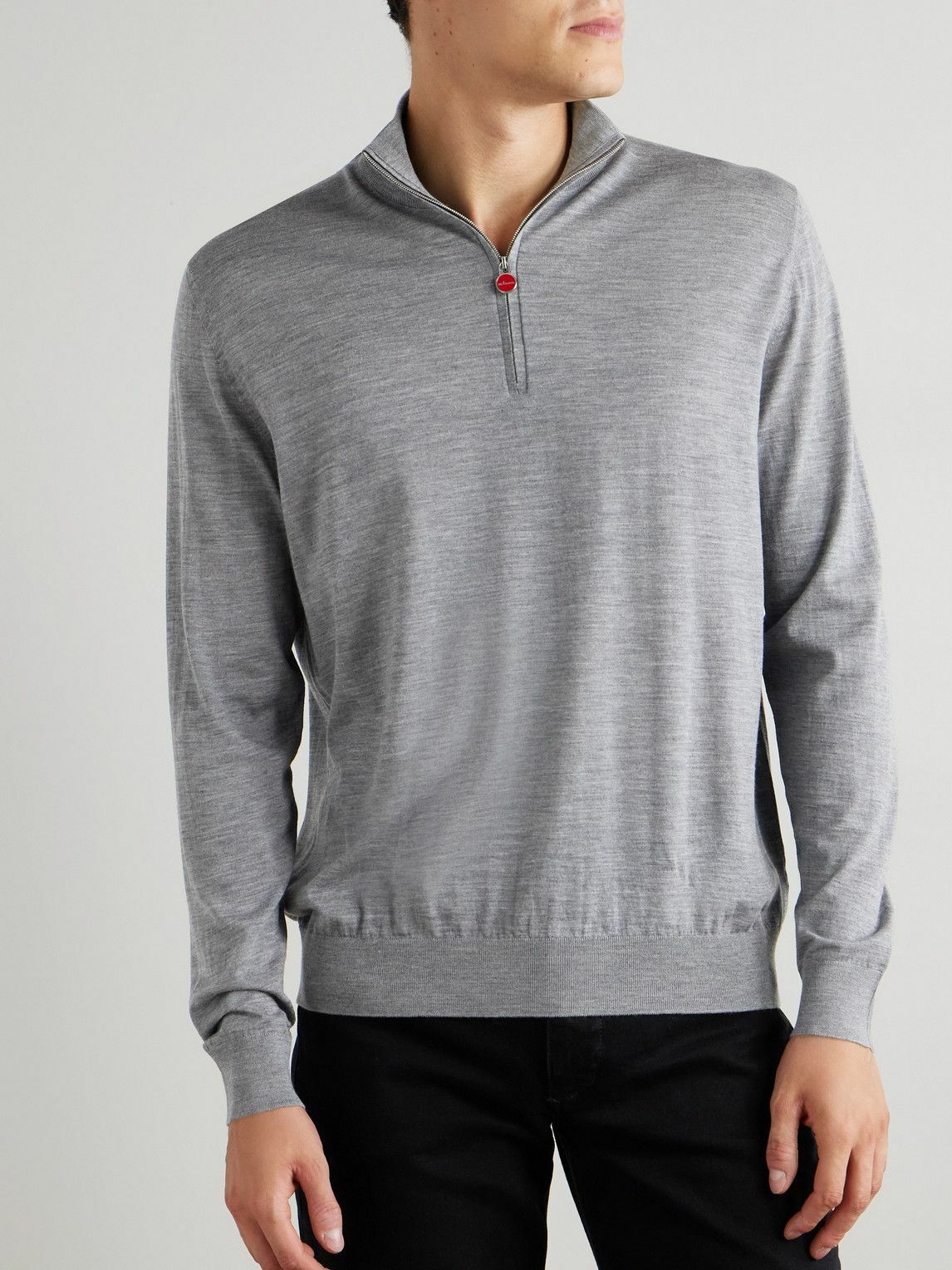 Kiton - Wool Half-Zip Sweater - Gray