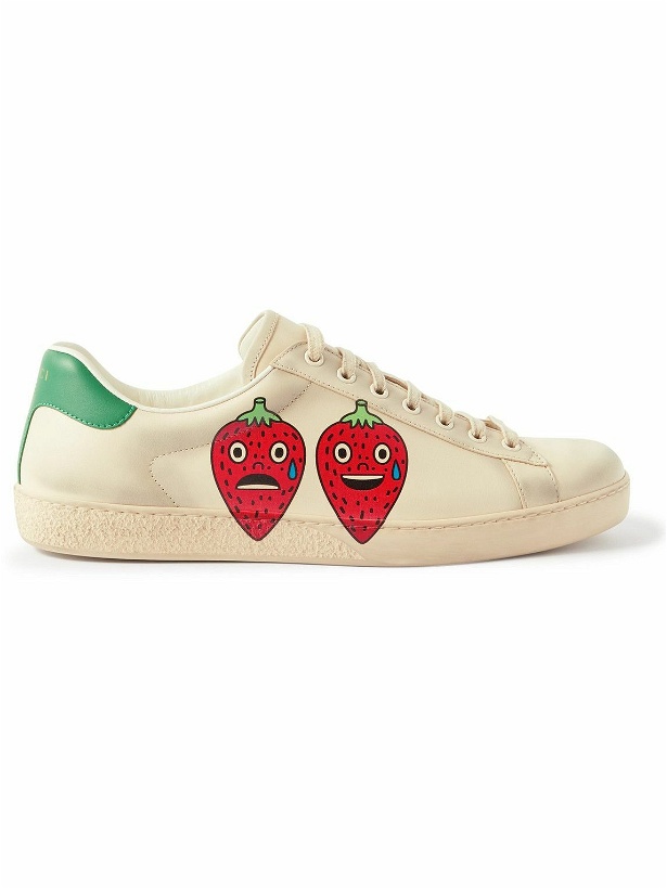 Photo: GUCCI - New Ace Printed Leather Sneakers - Neutrals