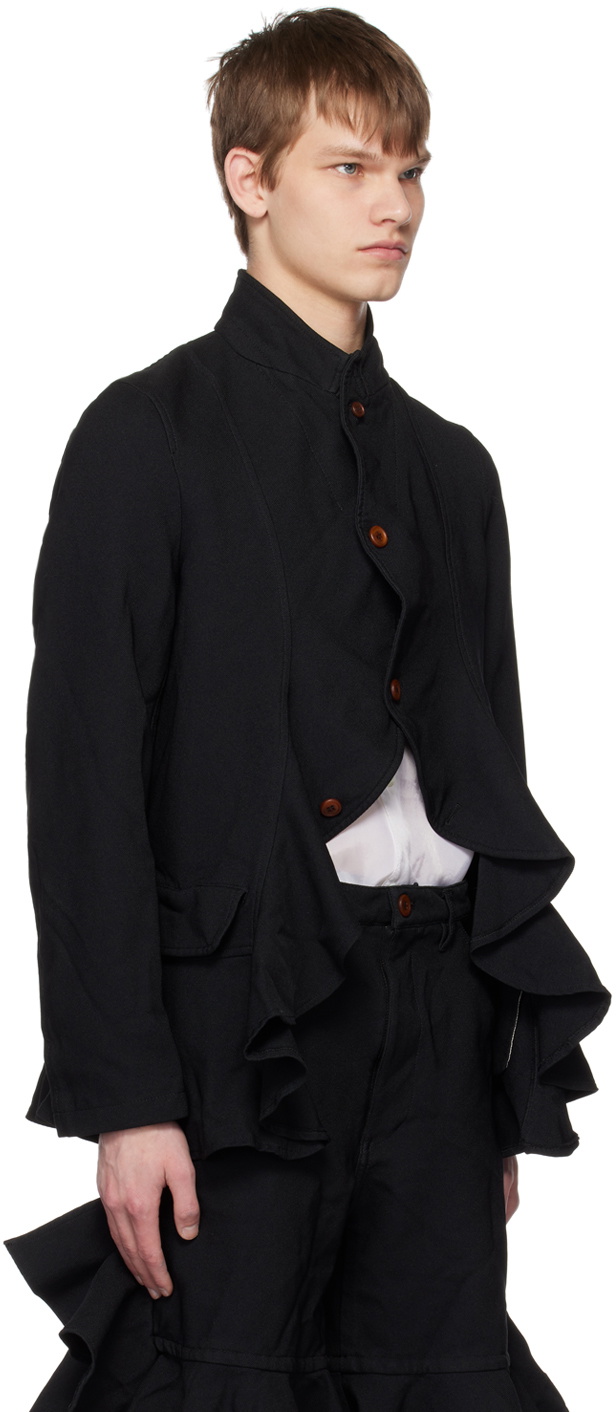 Comme des Garçons Shirt Black Ruffled Blazer