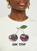 Stella Mccartney Cherry Printed Cotton T-shirt Ivory