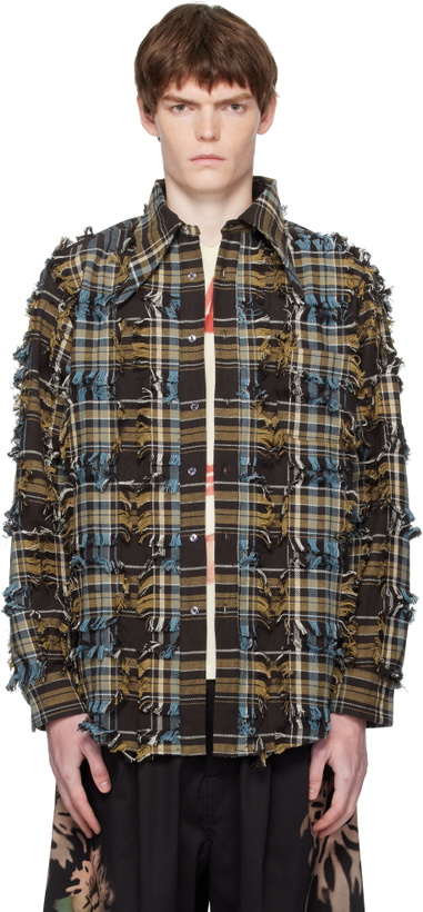 Photo: Collina Strada Brown & Blue Bat Button-Up Shirt