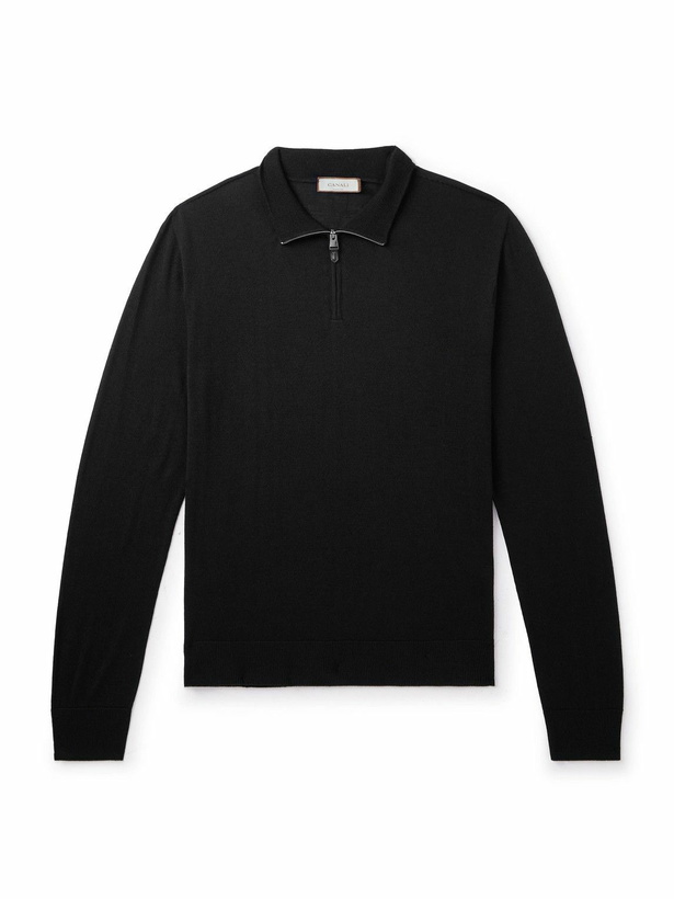 Photo: Canali - Nuvola Merino Wool Half-Zip Sweater - Black