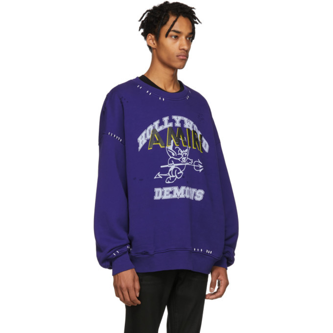 Amiri Blue Oversized Team Logo Sweatshirt Amiri