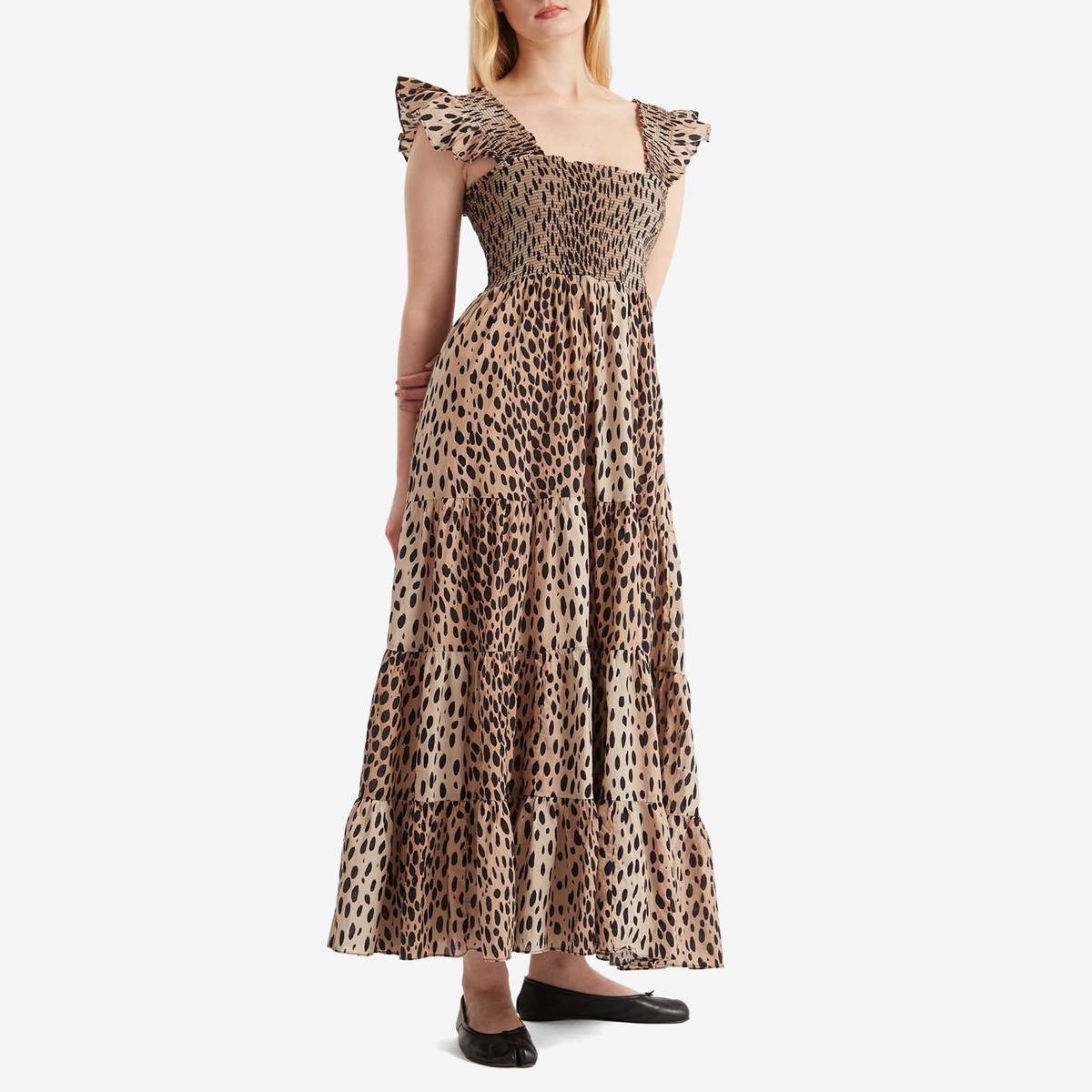 RIXO Women's Kendall Antelope Midi Dress in Antelope Spot Black