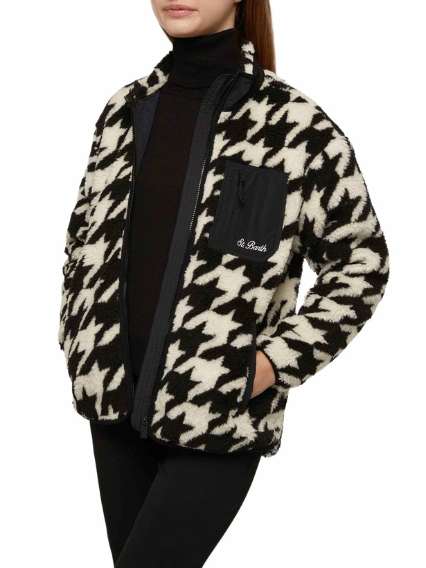 Photo: MC2 Saint Barth Teddy-fleece Jacket Keystone With Pied De Poule Print