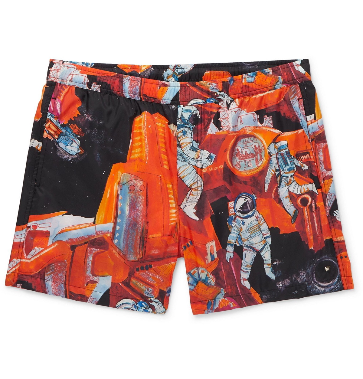 barndom Regnjakke Snavset Valentino - Printed Short-Length Swim Shorts - Orange Valentino