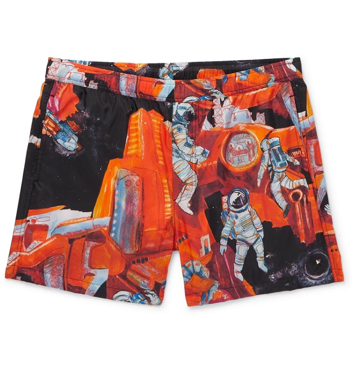 Photo: Valentino - Printed Short-Length Swim Shorts - Orange