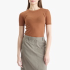 Auralee Women's Sheer Rib T-Shirt in Brown