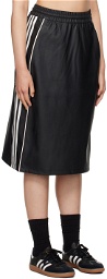 adidas Originals Black Striped Faux-Leather Midi Skirt