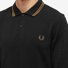 Fred Perry Authentic Men's Long Sleeve Twin Tipped Polo Shirt in Black/Shaded Stone