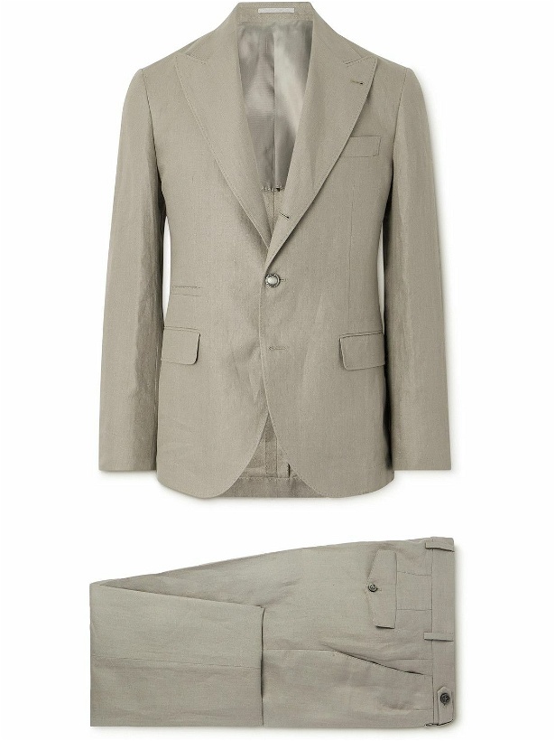 Photo: Brunello Cucinelli - Herringbone Linen Suit - Neutrals