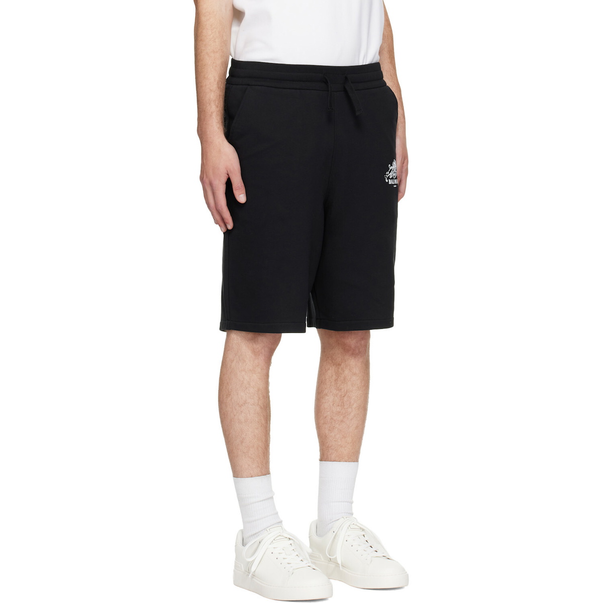 BALMAIN Black 'Balmain' Vine Print Sweat Shorts