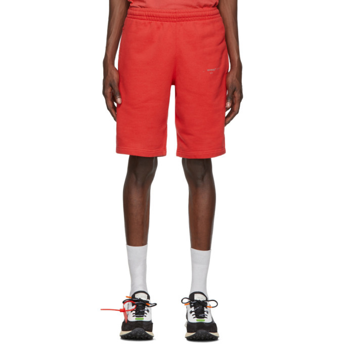 Photo: Off-White Red Unfinished Sweat Shorts