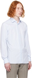 ZEGNA White & Blue Striped Shirt