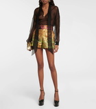 Valentino Metallic brocade high-rise shorts