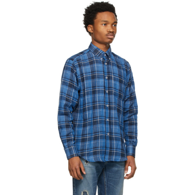 Naked and Famous Denim Blue Check Double-Faced Shirt