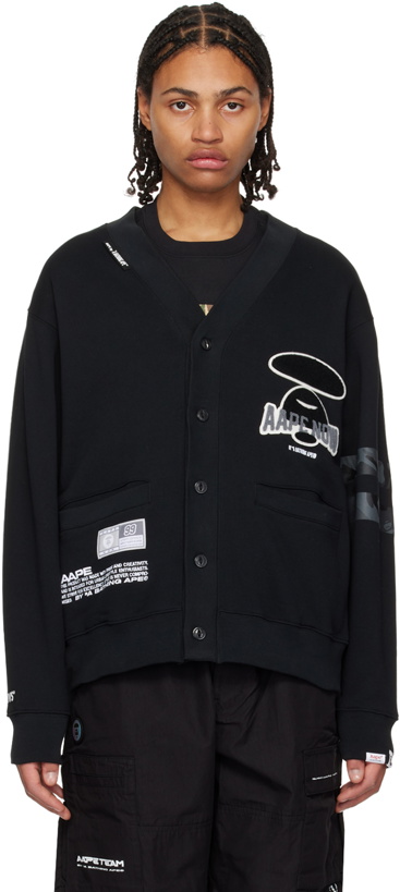 Photo: AAPE by A Bathing Ape Black Embroidered Cardigan