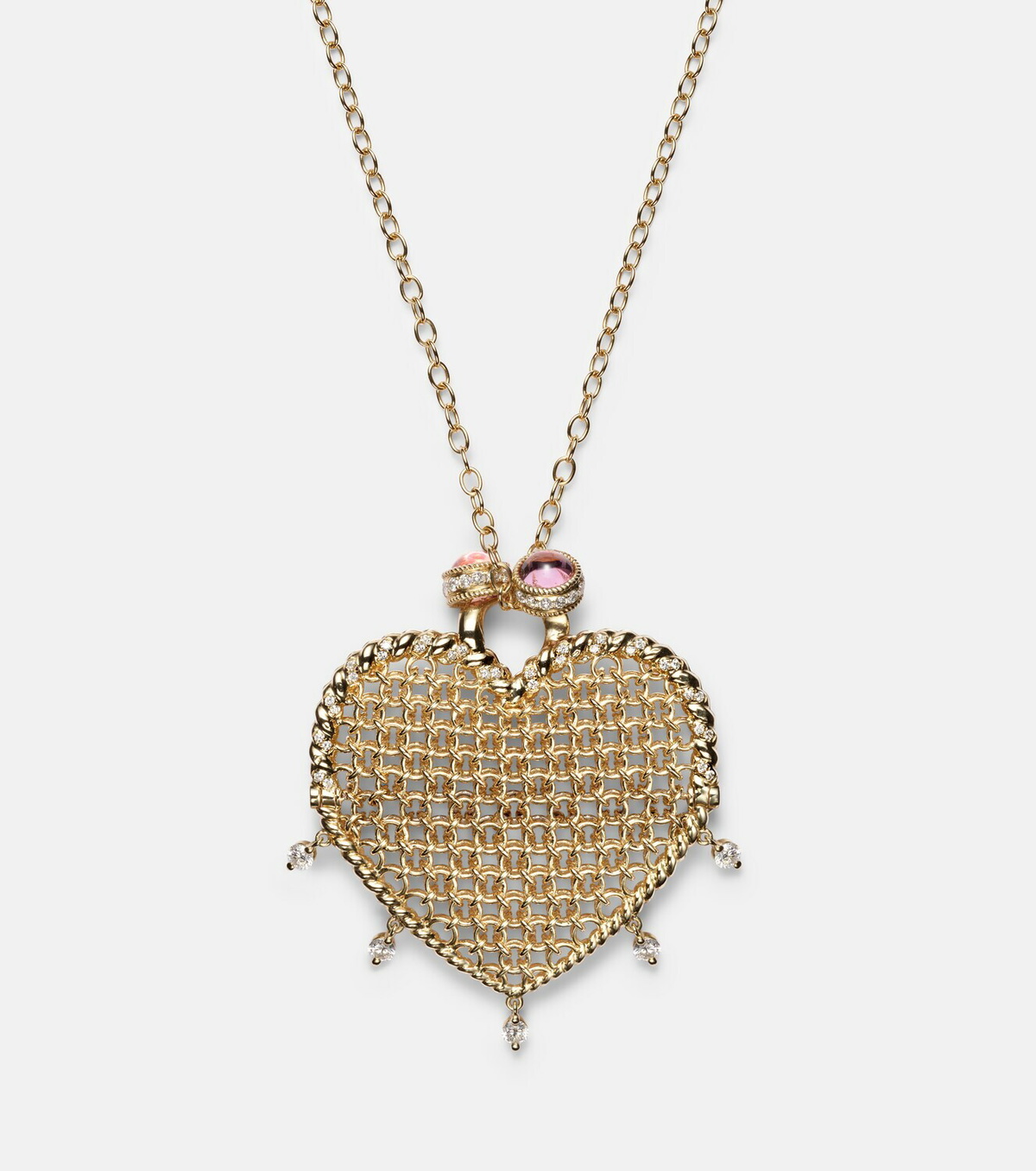 Yvonne Léon Minaudière Maxi 18kt and 9kt gold pendant necklace with diamonds and tourmaline