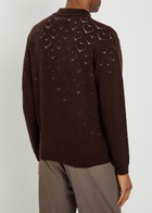Vowels Pointelle-knit Wool Polo Jumper Brown