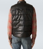 RRL Reversible leather and cotton puffer vest