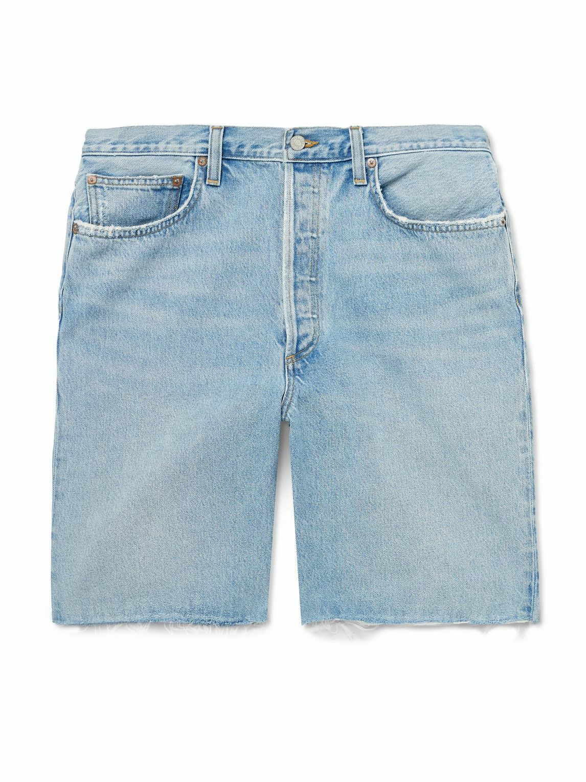 AGOLDE - Anson Straight-Leg Frayed Denim Shorts - Blue